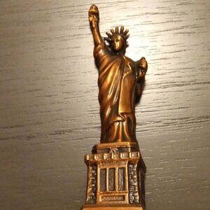 Vintage Statue of Liberty Figurine ... Bronze Copper ... 6" Height ...Solid
